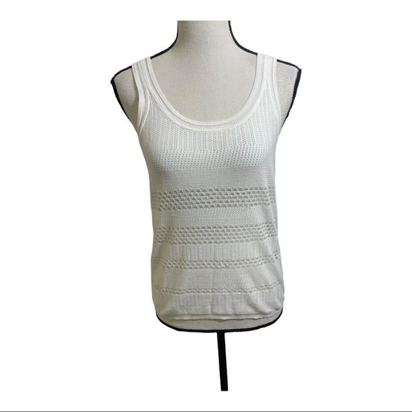 Maje womens knit tank top white round collar. Size 1 is Small. Summer top - Picture 8 of 11